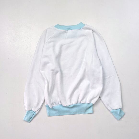 Vintage Les Bebe Sweatshirt Girls Size 8 80s White Pastel Graphic Long Sleeve - Picture 3 of 4